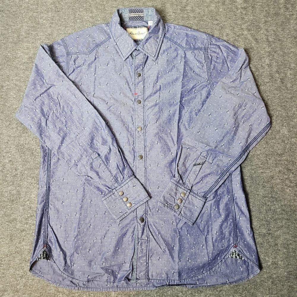 Robert Graham Men's Long Sleeve Shirt Size L Floral Pattern Skull Contrast